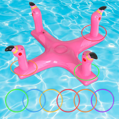 Voiiake Inflatable Pool Ring Toss Pool Toys for Kids with 6pcs Rings Swimming Pool Games for Adults and Family