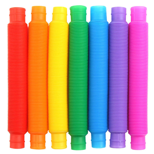 FINGOOO 7 Pieces Jumbo Pop Toobs Fidget ToysPop Tubes Sensory Toys for Kids Adults DIY Decompression ADHD Autism